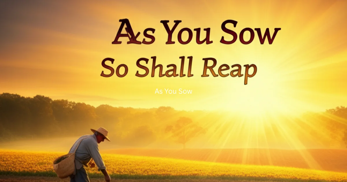 As You Sow So Shall You Reap